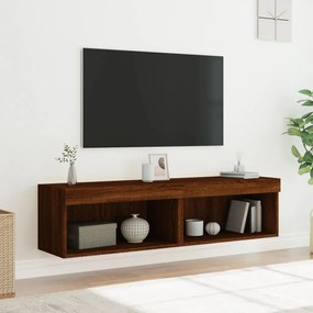 Móveis de TV c/ luzes LED 2 pcs 60x30x30 cm carvalho castanho