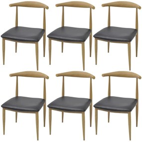 vidaXL Cadeiras de jantar 6 pcs couro artificial preto
