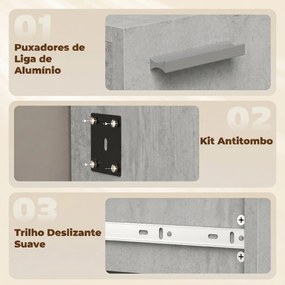 Móvel de Entrada com Espelho Sapateira Basculante Assento Gaveta e Compartimento Aberto 61x30x170 cm Cinza