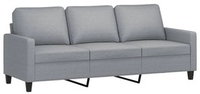3 pcs conjunto de sofás com almofadões tecido cinzento-claro