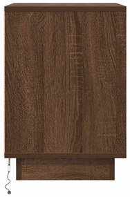 Mesa de cabeceira com luzes LED 38x34x50 cm carvalho castanho