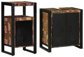 vidaXL Conjunto de Móveis para Banheiro com prateleira com armazenamento com porta 2 pcs