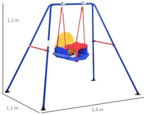 Outsunny balanço para crianças acima de 6 meses com suporte de metal e cinto de segurança com fivela para exterior máx. 30kg 140x110x120cm Multicolor