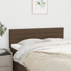 346147 vidaXL Cabeceira de cama 2 pcs tecido 72x5x78/88 cm castanho-escuro