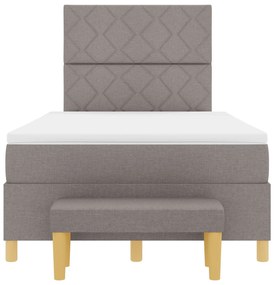Cama Box Spring com Colchão &amp; Banco Taupe 120x200 cm Tecido