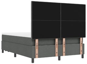 Cama Box Spring com Colchão e Banco Cinza Escuro 140x190 cm Tecido