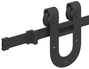 Kit de ferragens para porta deslizante 183 cm aço preto