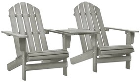 Cadeiras jardim Adirondack + mesa centro madeira abeto cinza