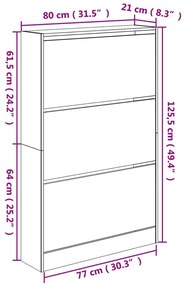 Sapateira 80x21x125,5 cm derivados de madeira branco