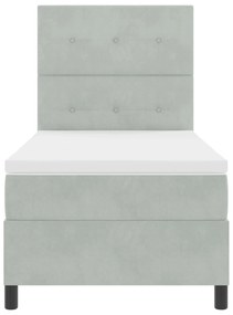 Cama Box Spring com Colchão vidaXL Cinza Claro 90x200 cm Veludo