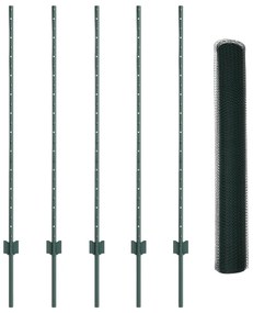 Postes de Cerca vidaXL 5 pcs U-Channel Verde 120 cm Aço