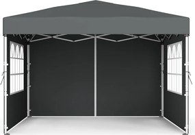 Tenda dobrável de 3 x 3 m, com paredes laterais, resistente, pavilhão para jardim cinzento