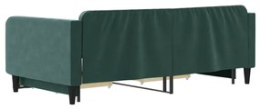Sofá-cama c/ gavetão e gavetas 100x200 cm veludo verde-escuro