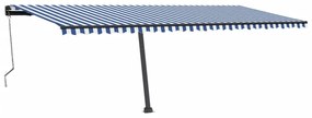 Toldo automático LED e sensor de vento 600x300 cm azul e branco