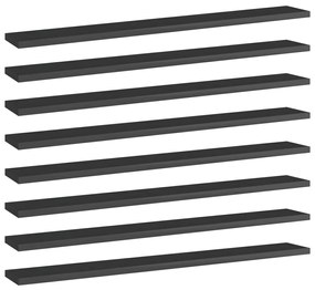 vidaXL Prateleiras para estante 8 pcs 80x10x1,5cm contraplacado preto