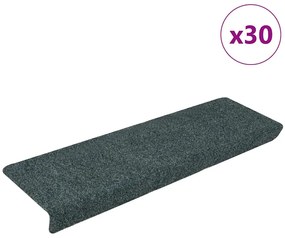 Tapetes de escada autoadesivos 30 pcs 65x21x4 cm verde