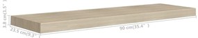 Prateleiras parede suspensas 4 pcs 90x23,5x3,8cm MDF carvalho