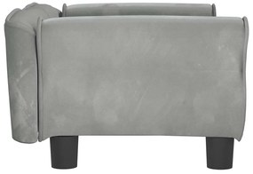 Cama para cães 70x45x30 cm veludo cinzento-claro