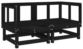 Sofás de canto com almofadões 2 pcs pinho maciço preto