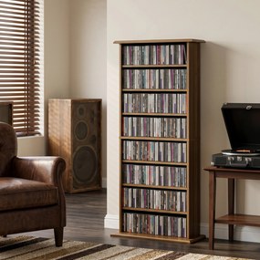 Organizador para CD e DVD 58 (L) x 24 (P) x 126,3 (A) cm com 8 compartimentos e 6 prateleiras ajustáveis, capacidade máxima de 360 CD/185 DVD e Blu-ra