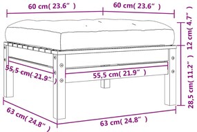 Apoios de pés jardim c/ almofadões 2pcs madeira douglas maciça