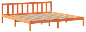Cama sem colchão 200x200 cm pinho maciço castanho-mel