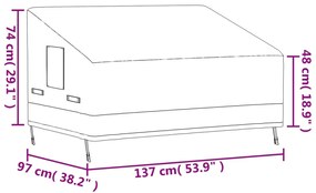 Capa para sofá de 2 lugares 137x97x48/74 cm 600D oxford bege