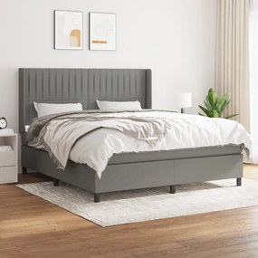 vidaXL Cama com molas/colchão 160x200 cm tecido cinzento-escuro