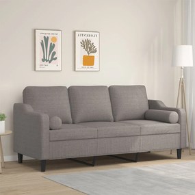 Sofá 3 lug. +almofadas decoração 180cm tecido cinza-acastanhado