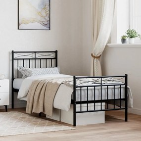 vidaXL Estrutura de cama com cabeceira e pés 80x200 cm metal preto