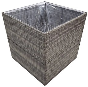 Vaso/floreira de jardim 80x80x80 cm vime PE cinzento