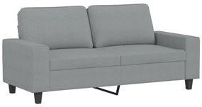 2 pcs conjunto de sofás tecido cinzento-claro