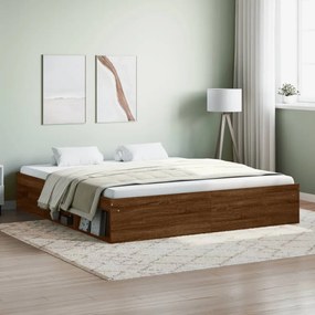 Estrutura de cama super king size 180x200 cm carvalho castanho