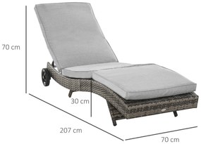 Espreguiçadeira de Vime Reclinável Espreguiçadeira de Jardim com Forma