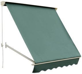 Outsunny Toldo Manual de Alumínio Retrátil 180x70 cm Toldo de Fachada para Exterior com Ângulo Ajustável e Impermeável Verde