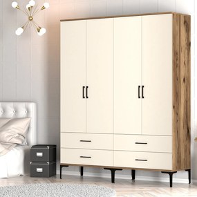 Guarda-Roupa Kumsal TT – Nogueira e Creme – 160x47,5x201,4 cm