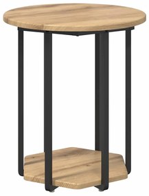 Mesa Lateral vidaXL 2 pcs Carvalho Artesanal em Madeira e Metal
