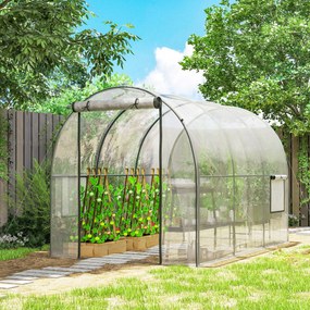 Estufa Tipo Túnel  3x2x2 m com Porta Enrolável 2 Janelas  Anti-UV para Cultivos Plantas Flores Transparente