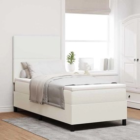 vidaXL Cama Box Creme e Branco 100 x 200 cm Tecido de Veludo Cotele