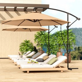 Chapéu de Sol Excêntrico Ø 290 cm Chapéu de Sol de Jardim com Base Cru