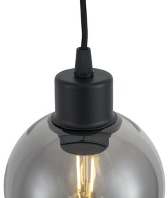 Candeeiro suspenso moderno preto com vidro fumado para sistema de calha monofásico - Iconic Lava Moderno