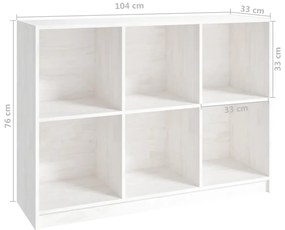 Estante 104x33x76 cm pinho maciço branco