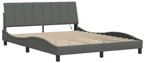 Estrutura de cama sem colchão 160x200 cm tecido cinzento-escuro