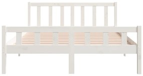 Estrutura de cama king 150x200 cm madeira maciça branco