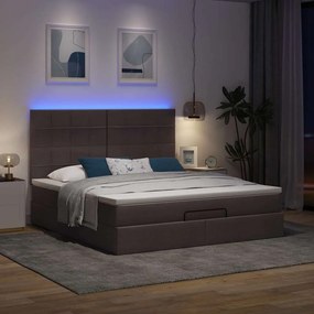 Estrutura de cama otomana com colchão 180x200cm castanho escuro