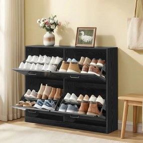 Sapateira com 4 abas para sapatos 24 x 105,5 x 82,7 cm preta
