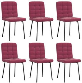 Cadeiras de jantar 6 pcs veludo vermelho tinto