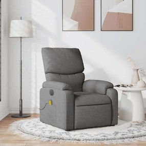 Poltrona de massagens reclinável tecido cinzento-escuro