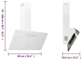 Exaustor de parede 90 cm aço e vidro temperado branco