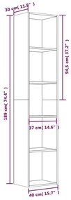 Estante Leyla de 190cm - Cinzento - Design Moderno